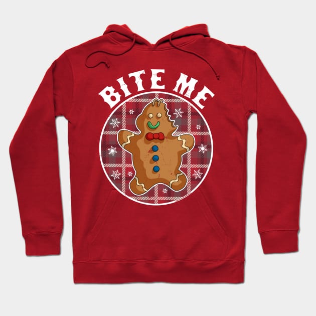 Bite Me Gingerbread Man Christmas Cookie Xmas Hoodie by OrangeMonkeyArt